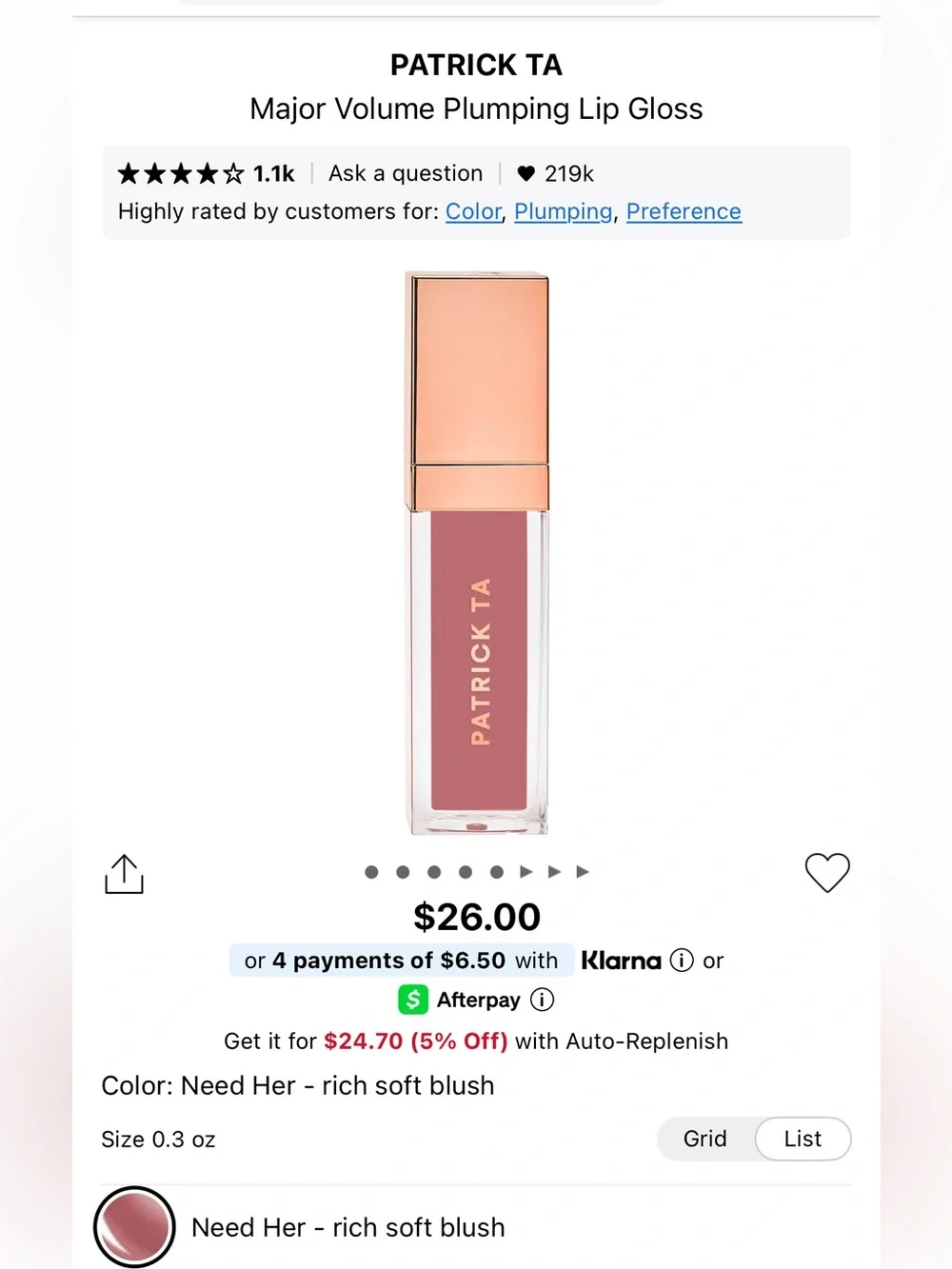 Patrick Ta Major Volume Plumping Lip Gloss — Need Her (Rich Soft Blush)